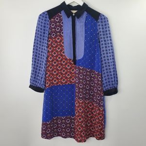 Anthropologie Moulinette Souers Shirt Dress Patchwork Silk Foulard Tunic Cottage